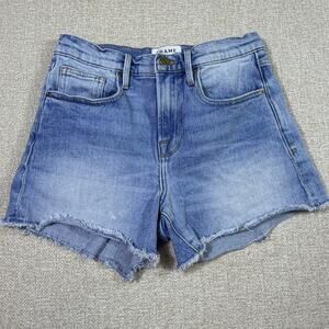 Frame Women Blue 25 Le Brigette Denim Short Raw Hem High Rise Casual Chic Beach